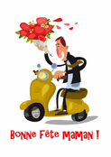 Livraison de fleurs en scooter pour Maman